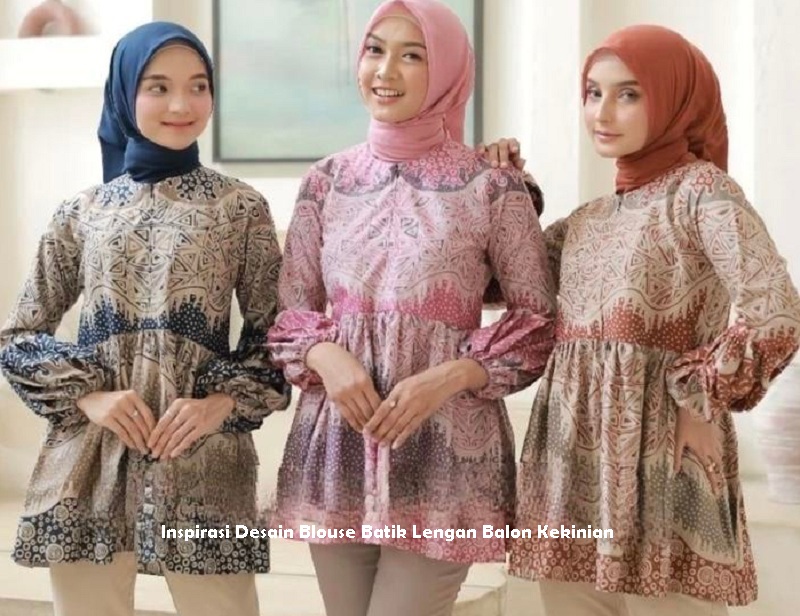 Inspirasi Desain Blouse Batik Lengan Balon Kekinian